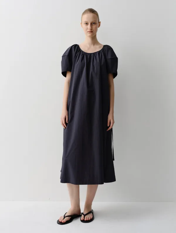 Joy Puff Shirring Dress (Navy)