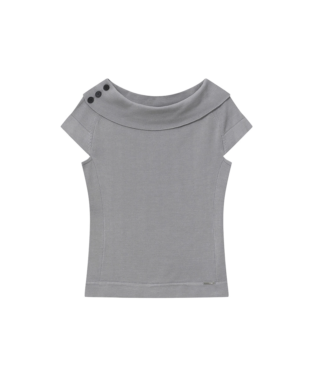 미세키서울 Button boat neck knit top GREY 상품 이미지 1