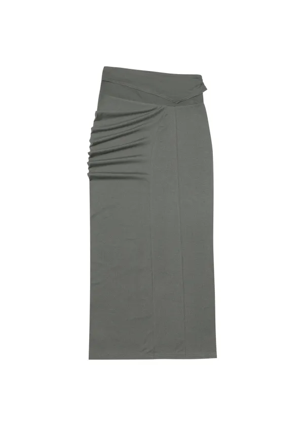[2ND] CURVED LINE DRAPE SKIRT, GRAY