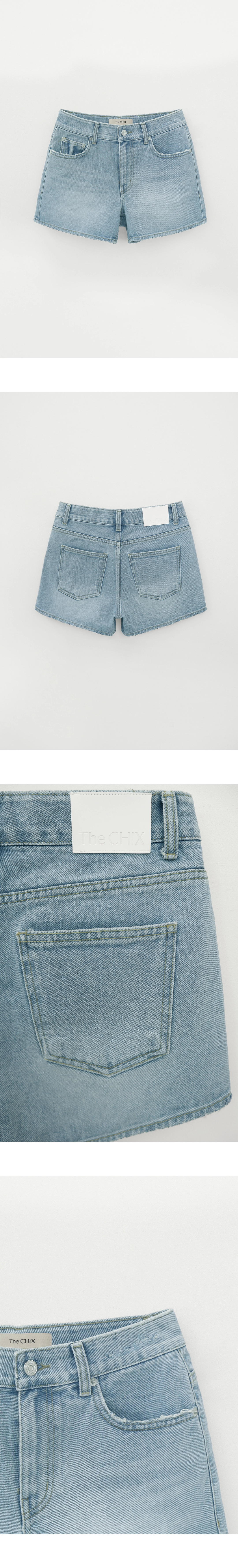 칙스라벨 CHIXLABEL H 아크 데미지 데님 쇼츠 - Light Blue 상품 이미지 2