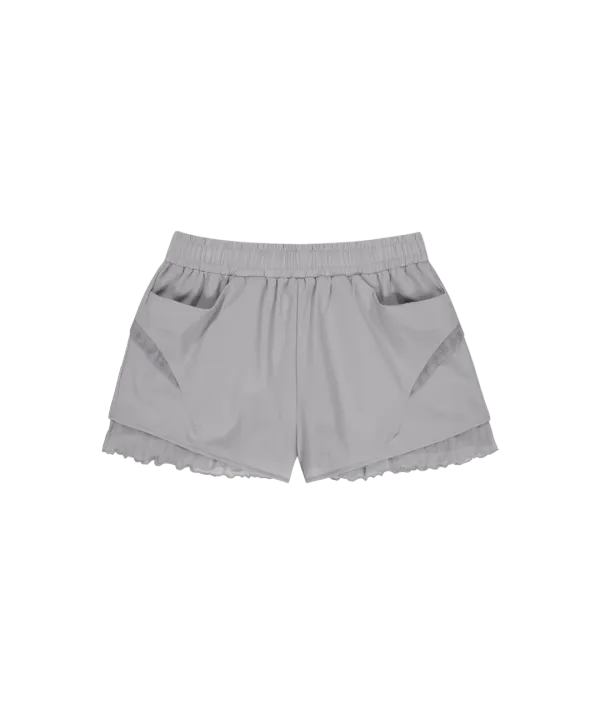 Reversible Plaid Track Shorts / Blue Grey