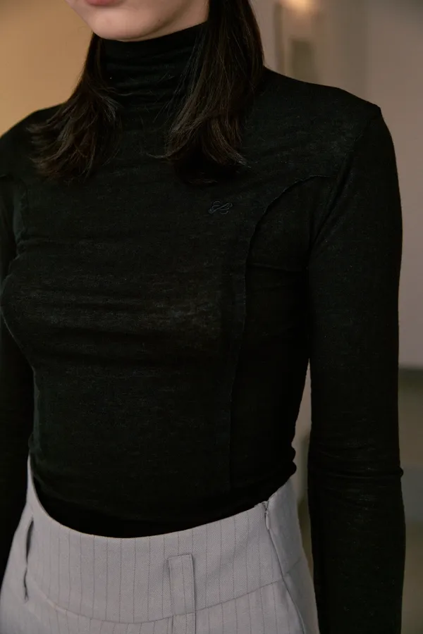 Raw Edge Turtle Neck (Black)