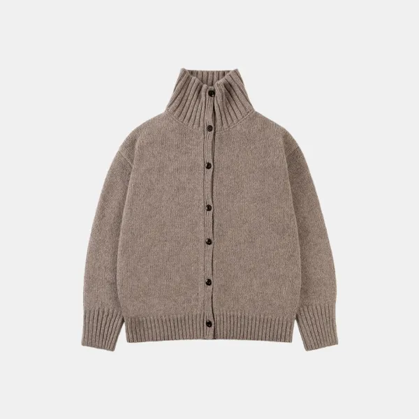 SIKN2164 하이넥 헤비 니트 가디건_Mocha brown