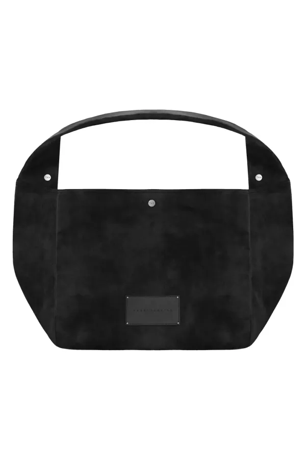 Suede Matte Leather Wide Big Bag [ Black ]