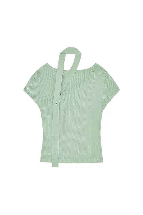 SCARF POINT KNIT TOP IN MINT