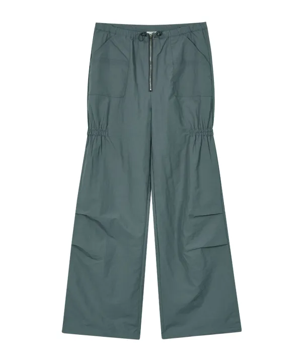 Split Seam Embroidery Pants [Blue Gray]