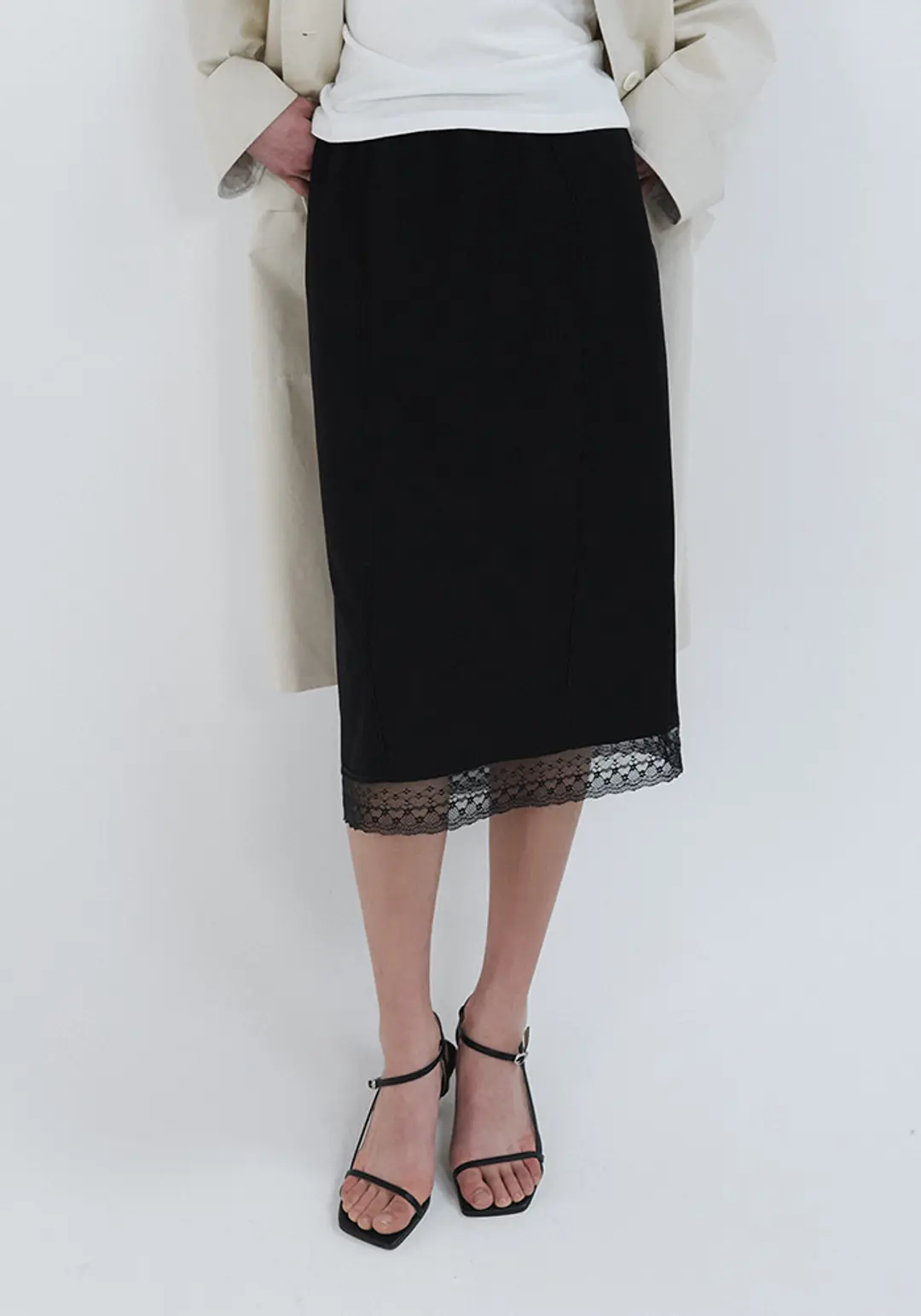 이브세이지 Lace midi Skirt (Black) 상품 이미지 2