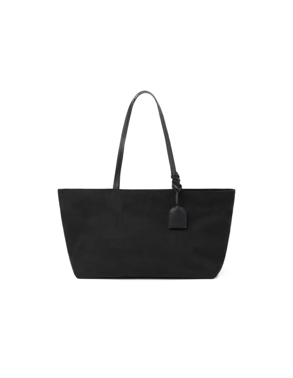 Suede Leather Combi Cary Shopper Bag Black