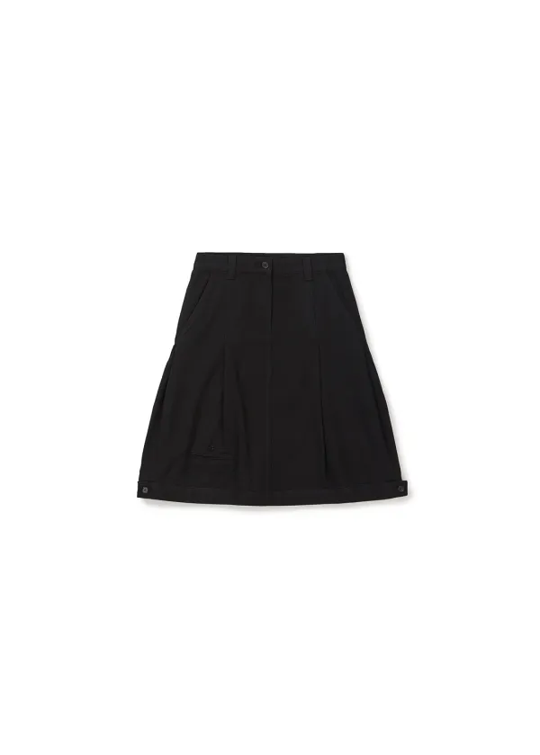 COTTON TAILORED MIDI SKIRT (BLACK)