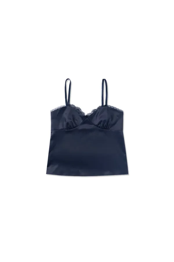Satin lace top_navy