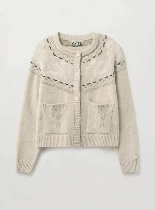 (W) Holiday Angel Knit Cardigan - Cream