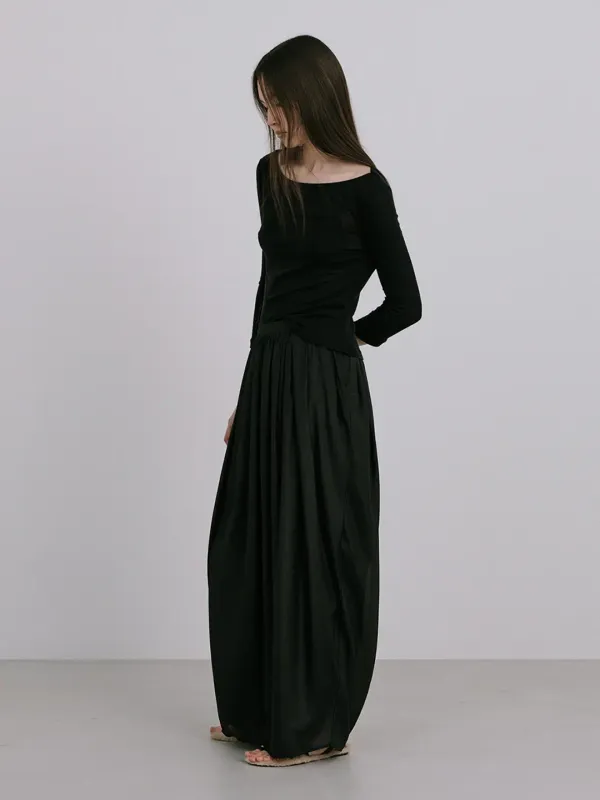 [1차 리오더] Moon Jar - Shaped Chiffon Pants_Black
