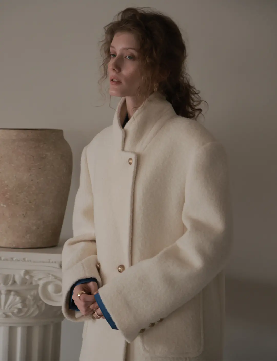 노미나떼 French Boucle Wool Half Coat (Cream) 상품 이미지 2