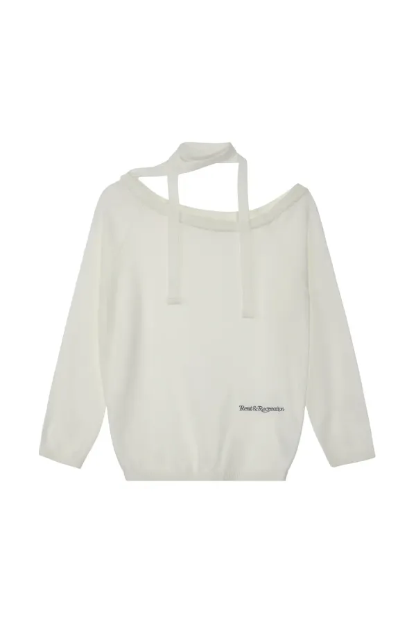 ONE-SHOULDER KNIT TOP - IVORY