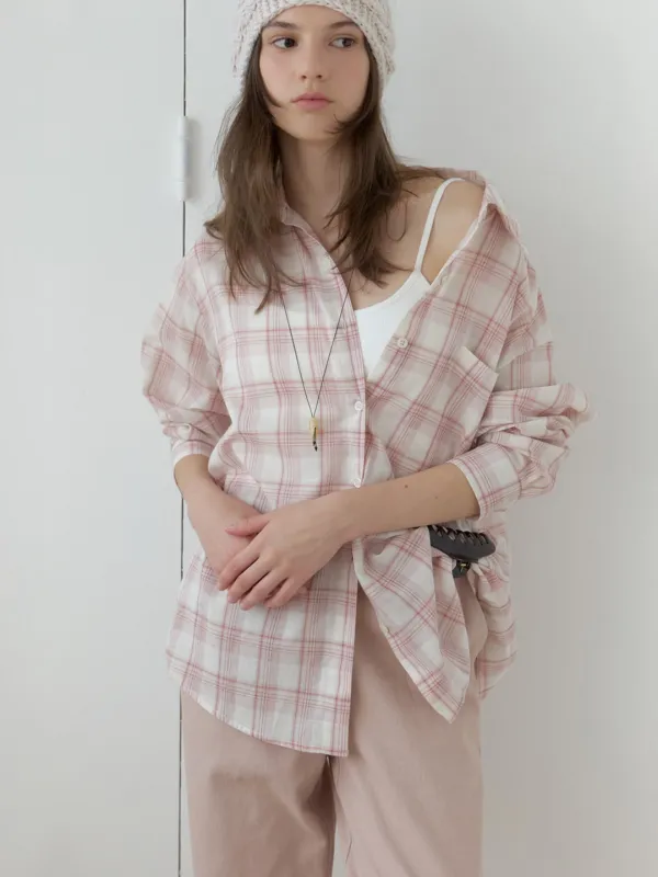 Hove overfit shirt (b/pink check)