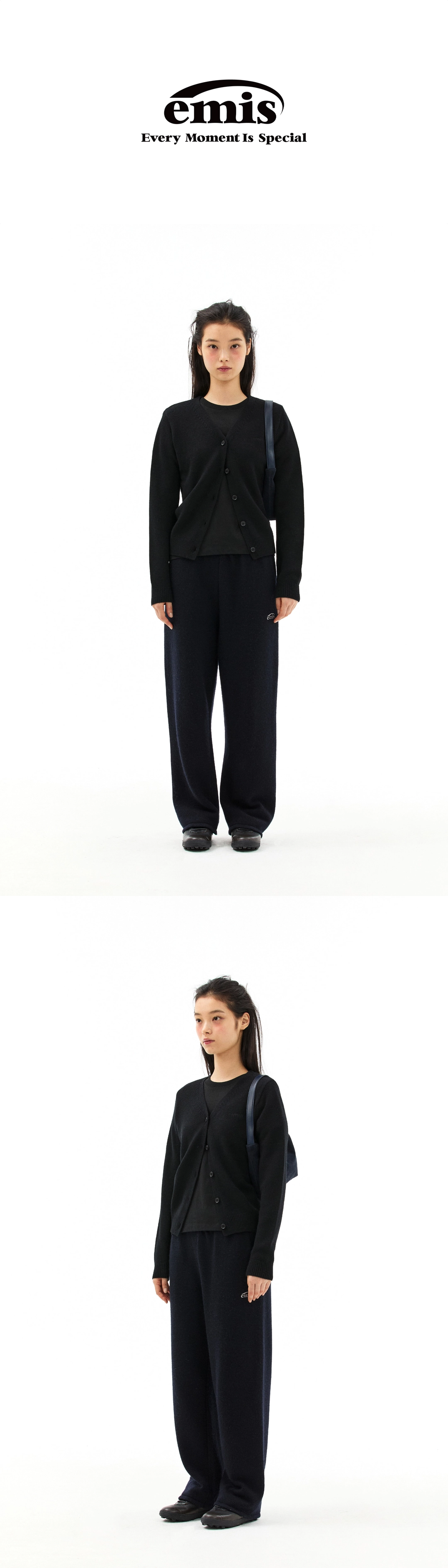 이미스 (W) V-NECK CARDIGAN-BLACK 상품 이미지 2