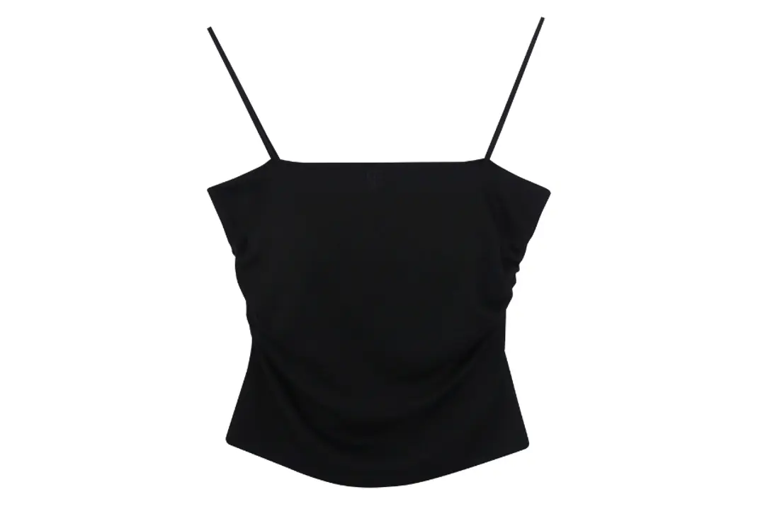 SHIRRING SLEEVELESS T (BLACK)
