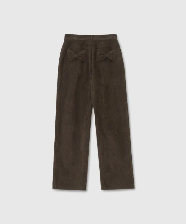 Ribbon corduroy pants (Brown)