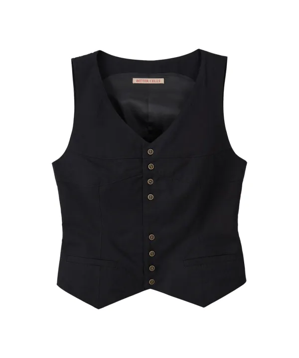 Lauryn V Neck Vest-Black