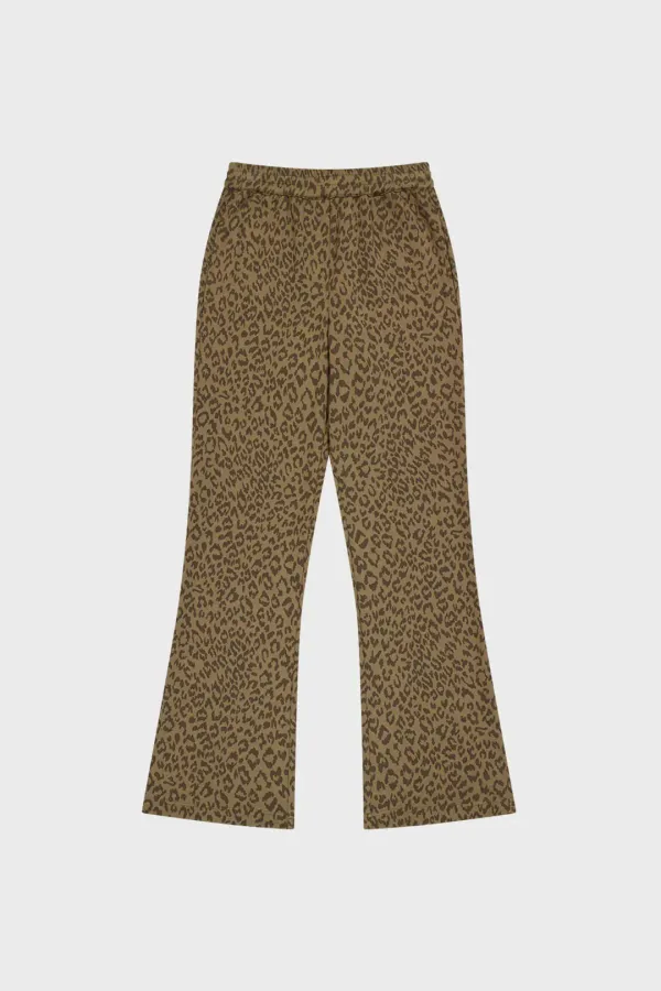 LEOPARD BOOTS CUT BANDING PANTS (BROWN)