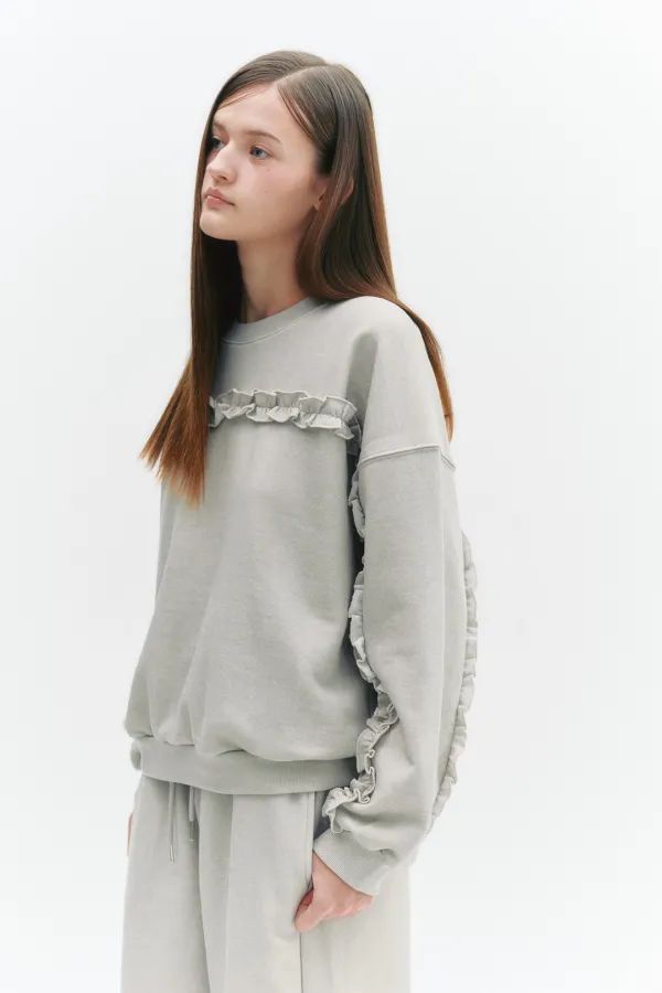 Pigment Frill Sweatshirt Beige