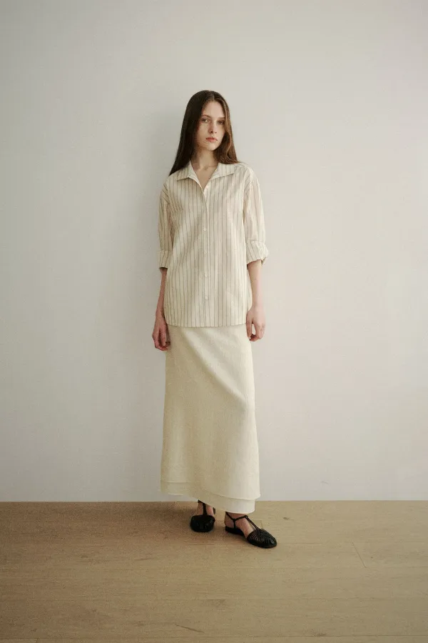 [3rd] Carolyn Loose Shirt (ivory stripe)