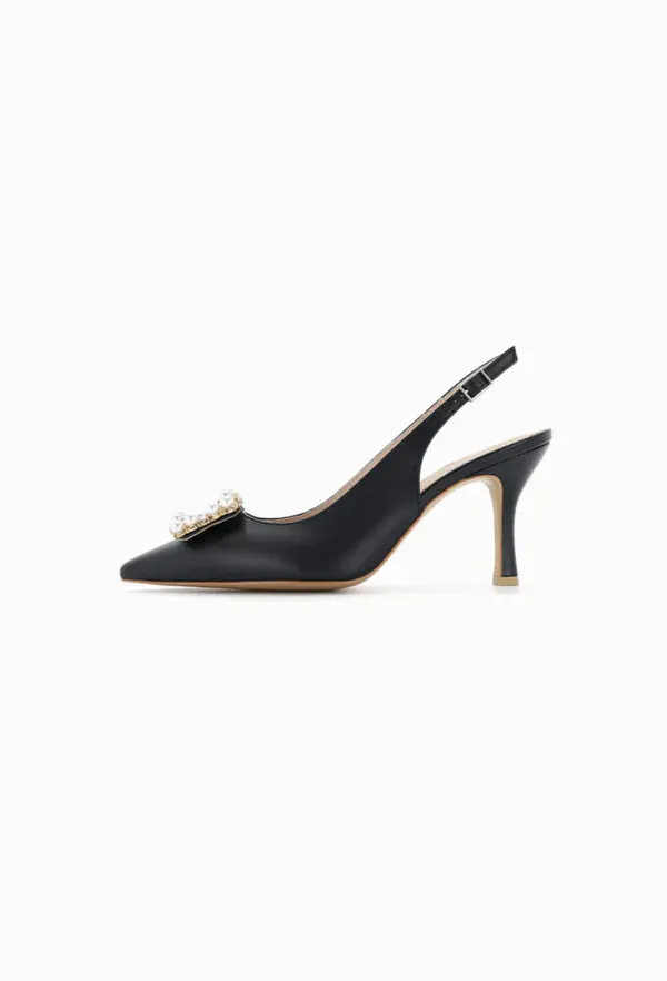 Grace Slingback (Black) - Pearl Ornament