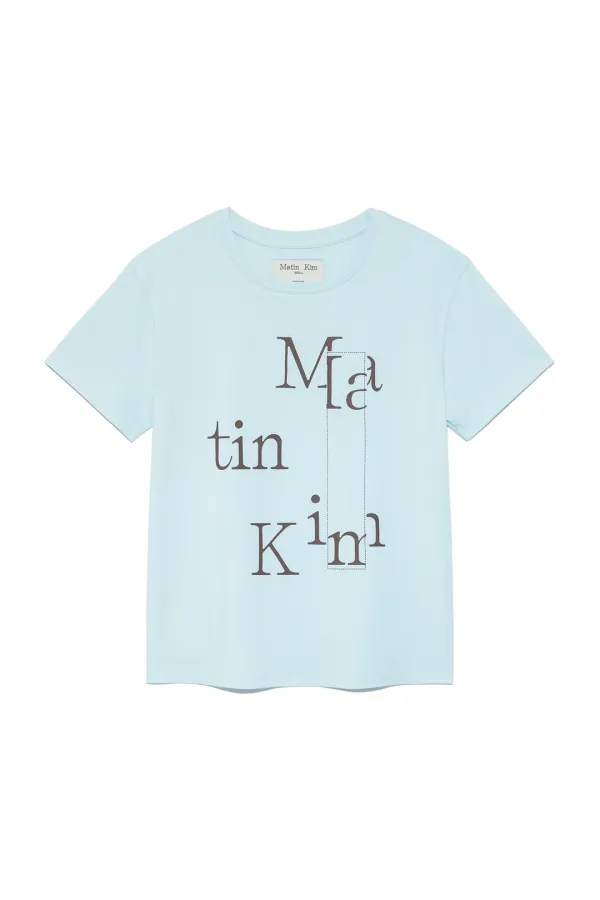 PATCHWORK GRAPHIC PRINTING LOGO TOP IN LIGHT BLUE