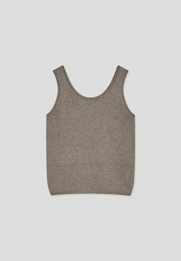 Fox wool u-neck knit vest (brown)