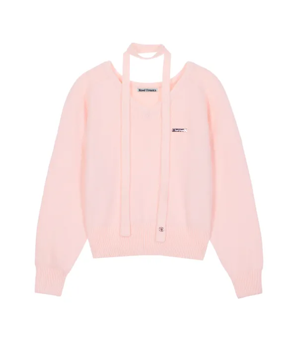 Tie & Vneck Knit [Pink]
