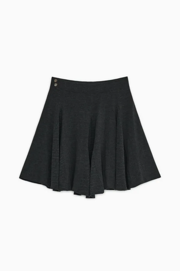 [10/6 SOON] PEACH STRIPE JERSEY BANDING SKIRT, CHARCOAL
