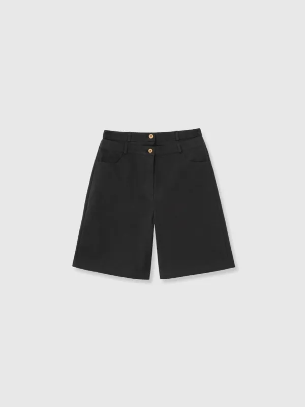 Double belt half shorts (Charcoal)