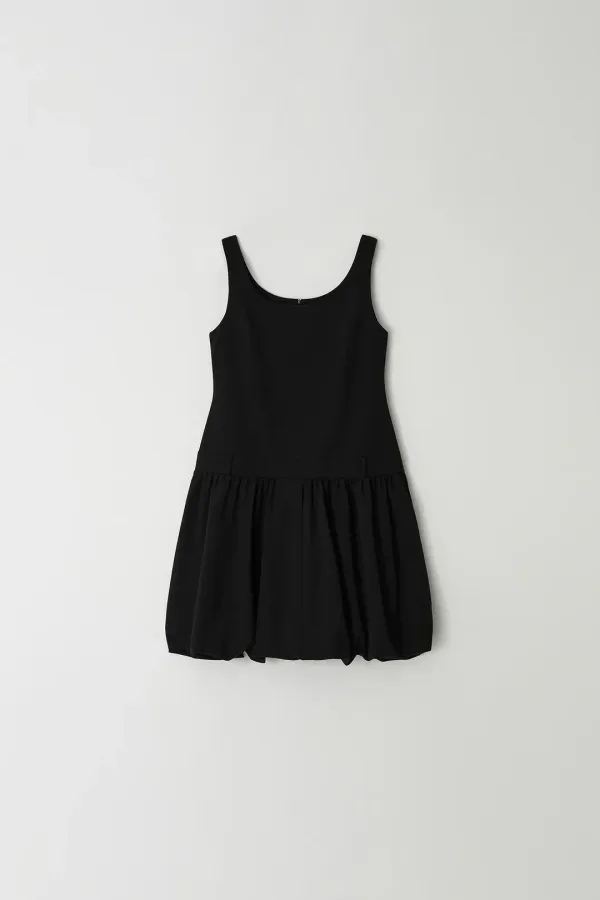 Square Neck Balloon Dress (black)