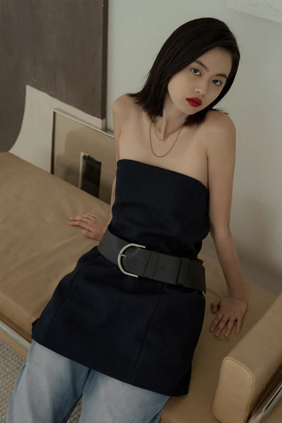 오버듀플레어 COW LEATHER WIDE BELT_BLACK 상품 이미지 2