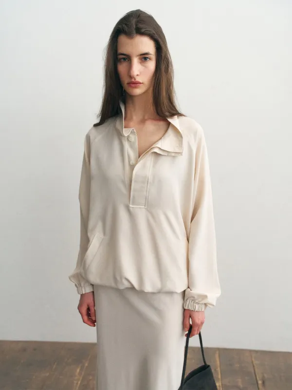 [2nd 예약배송/9월 18일] Fluid High Neck Blouse_Cream