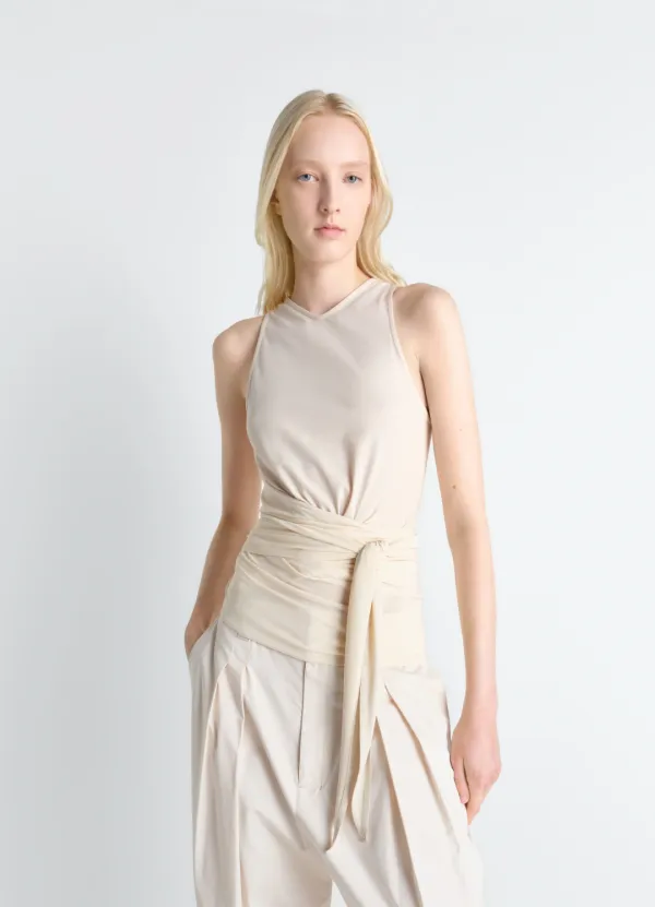 SLEEVELESS WRAP TOP IN VISCOSE CREPE JERSEY