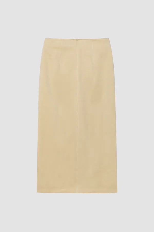 SUEDE LONG SKIRT_LIGHT BEIGE