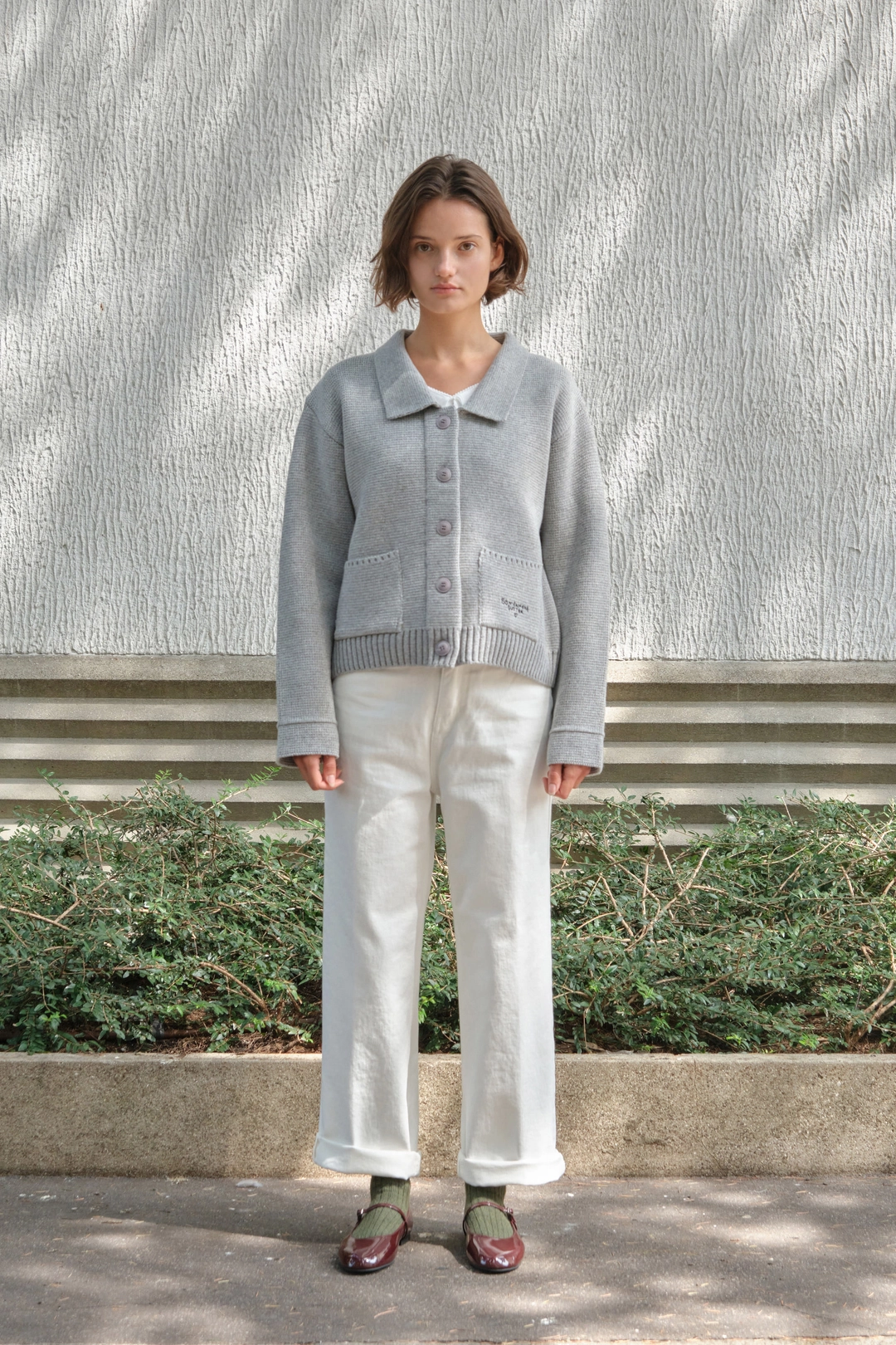 썸웨어버터 Stitch Logo Knit Wool Jacket - Grey 상품 이미지 2