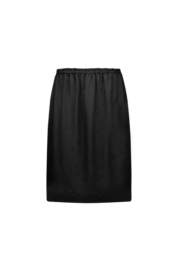ELASTIC MIDI SKIRT (BLACK)