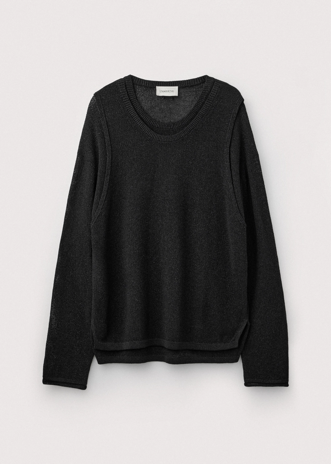 우마뭉 Japanese paper yarn vest layered pullover_Washed black 상품 이미지 3