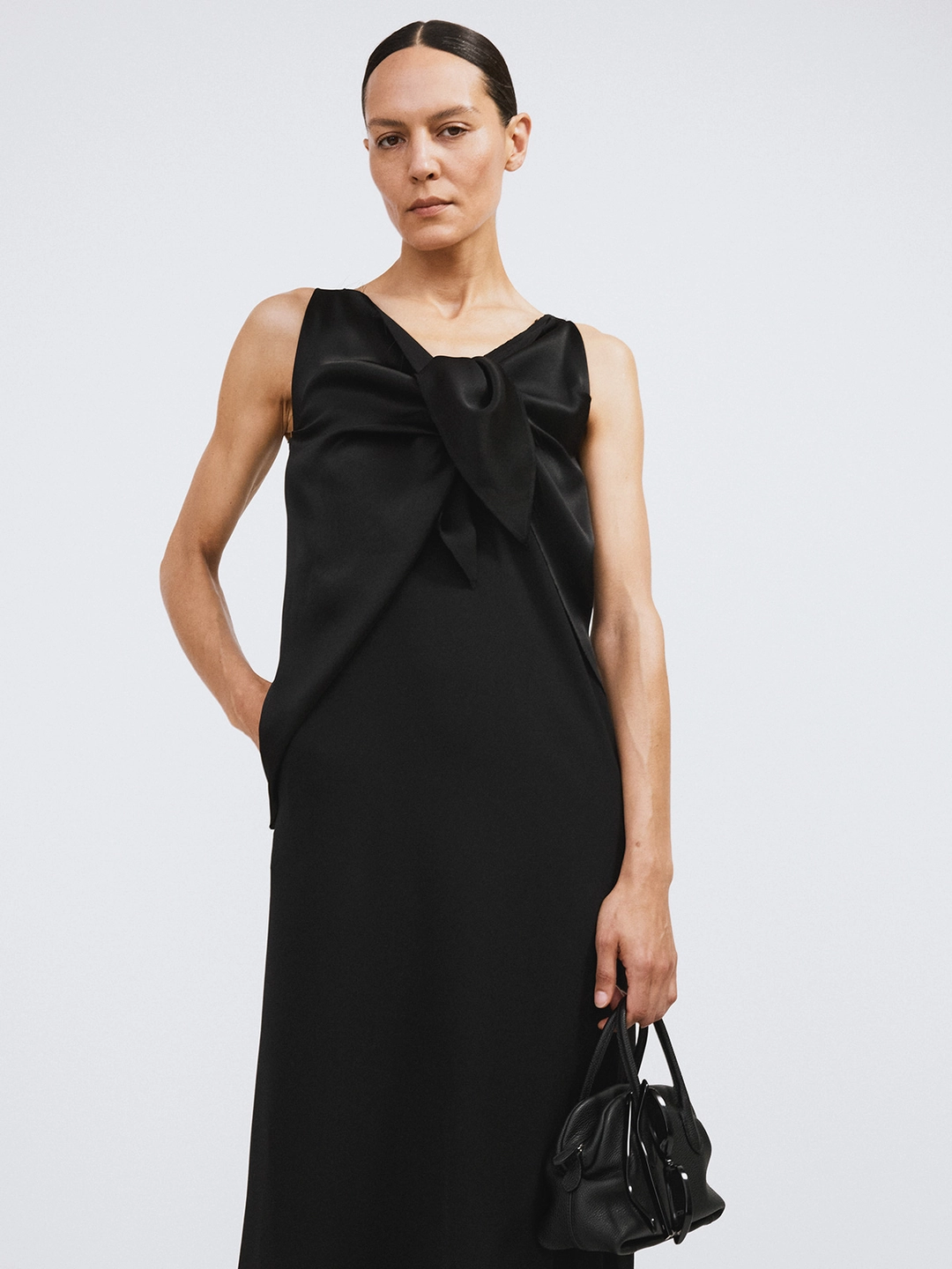 렉토 TIED FLUID MAXI DRESS (BLACK) 상품 이미지 2