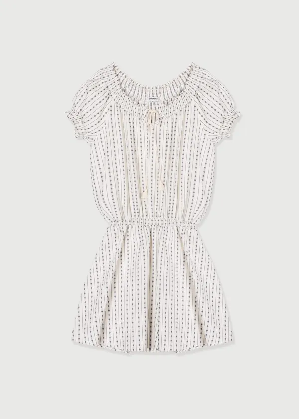 TASSEL FLORAL EMBROIDERY DRESS - IVORY