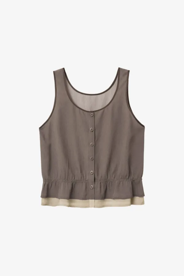 더블 레이어 슬리브리스 탑 MOCHA