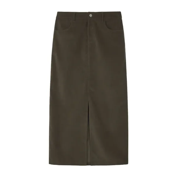 CORDUROY MAXI SKIRT - BROWN