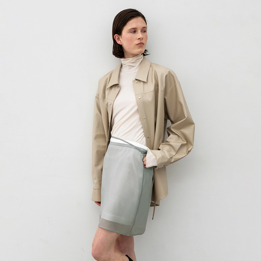 아뜰리에 나인 (BL-4365)LEATHER BELTED SNAP BUTTON SHIRT S 상품 이미지 1