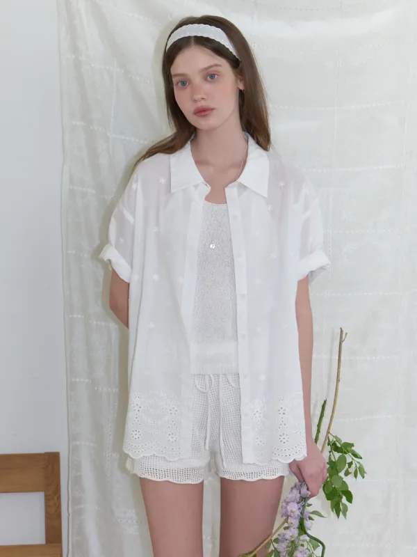 Shrub lace half shirt (white)