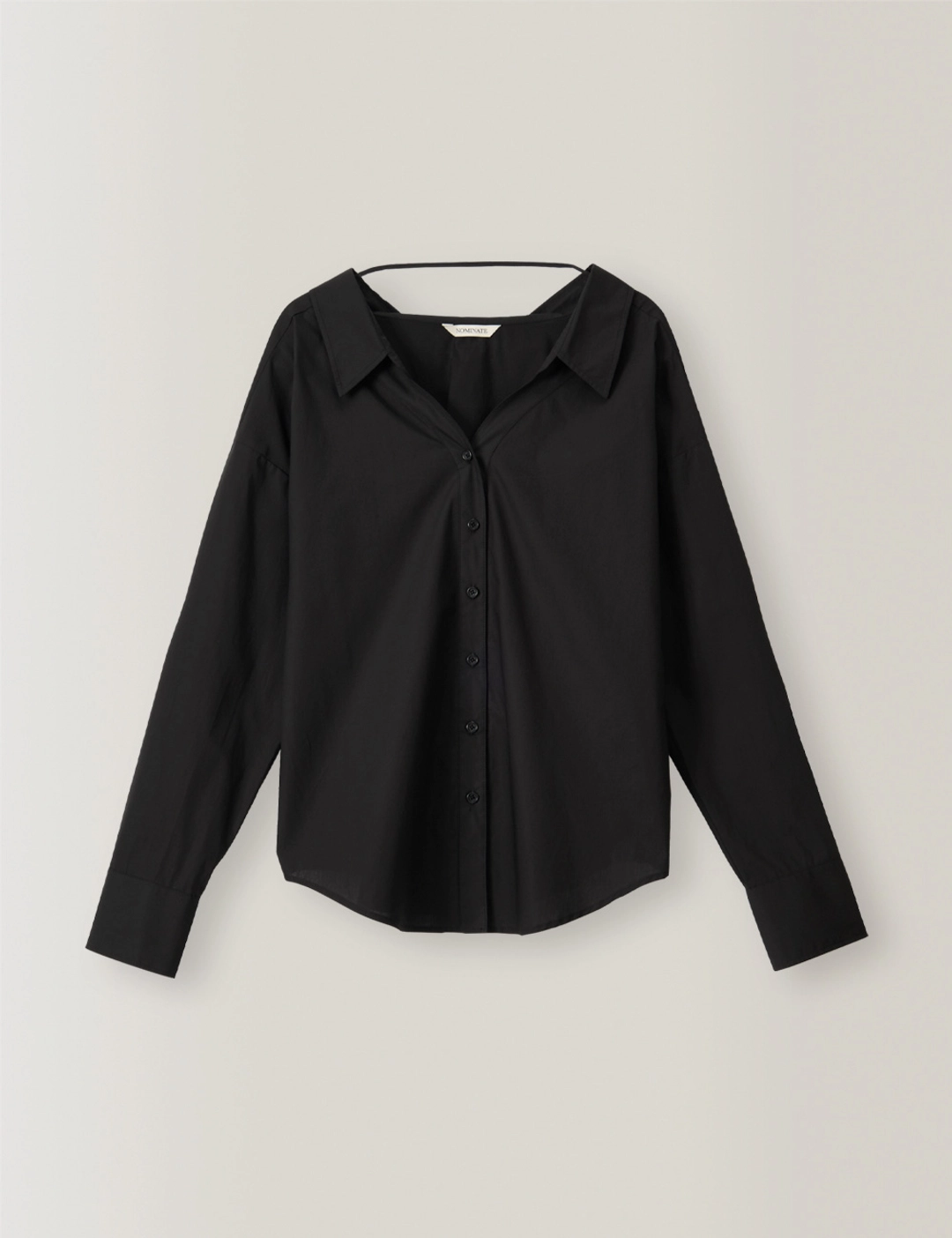 노미나떼 2nd / Muse Open Collar Shirts (Black) 상품 이미지 3