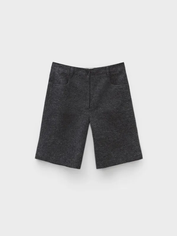 Flared Bermuda Pants_Melange Grey