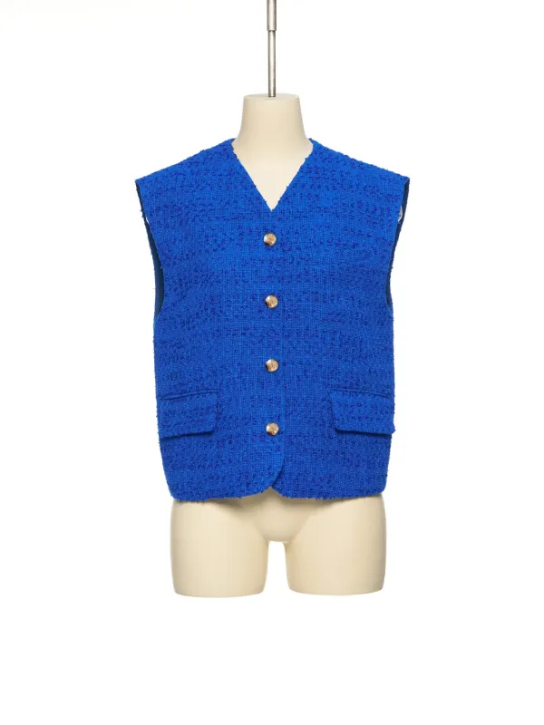 PS26 BLUE GOLD BUTTON TWEED VEST
