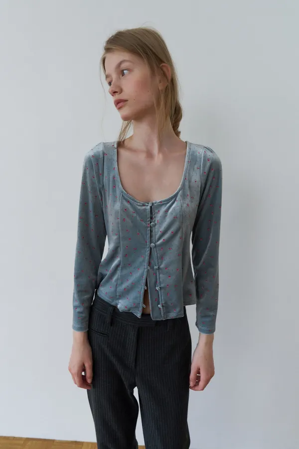 FLORAL-PRINTED TEE BLOUSE_INDI BLUE